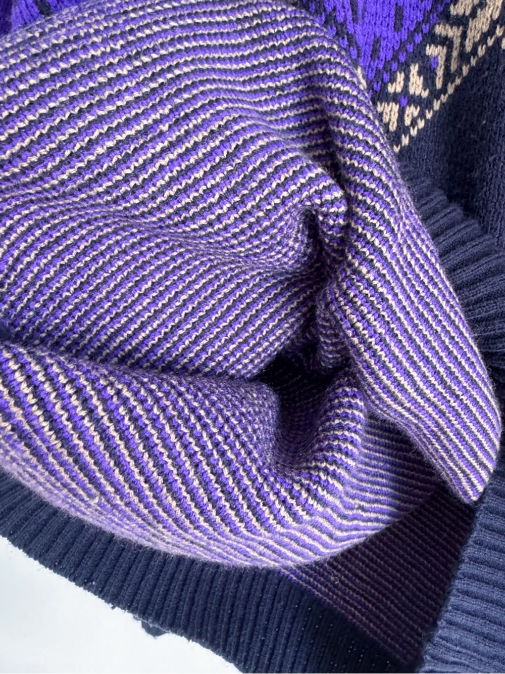 Vtg 80s 90s Knit Sweater Purple Diamond Geometric Crewneck Pullover 23.5x24.75 - Picture 9 of 9